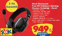 HAVİT GAMENOTE FUXİ-H3 KABLOSUZ GAMİNG OYUNCU KULAKLIĞI - SİYAH